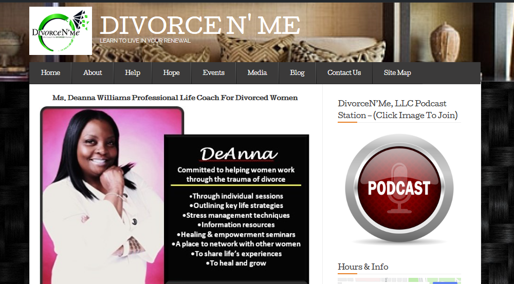 Deanna update front page of divorce n me website 2019